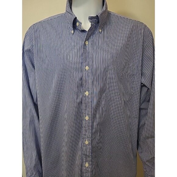 American Living Button Up Shirt Mens 2XL XXL Blue White Striped Pocket - Picture 2 of 8